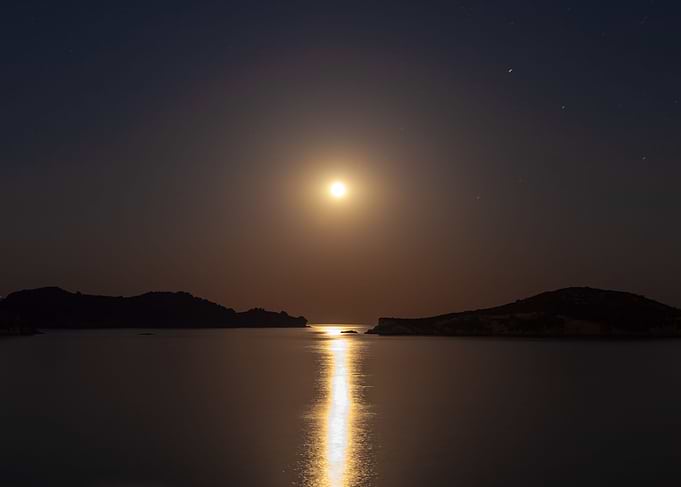 Skiathos moon reflection