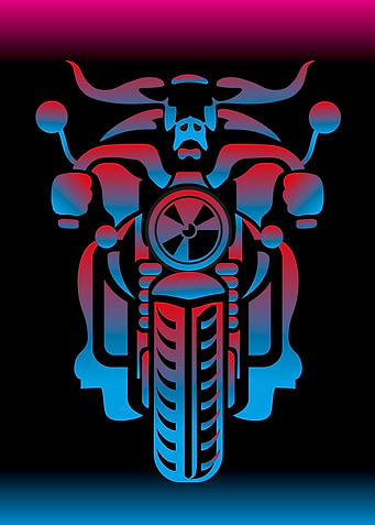 stylized biker bull