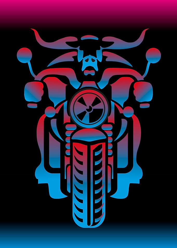 stylized biker bull