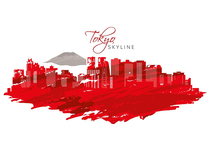 Watercolor Tokyo Skyline