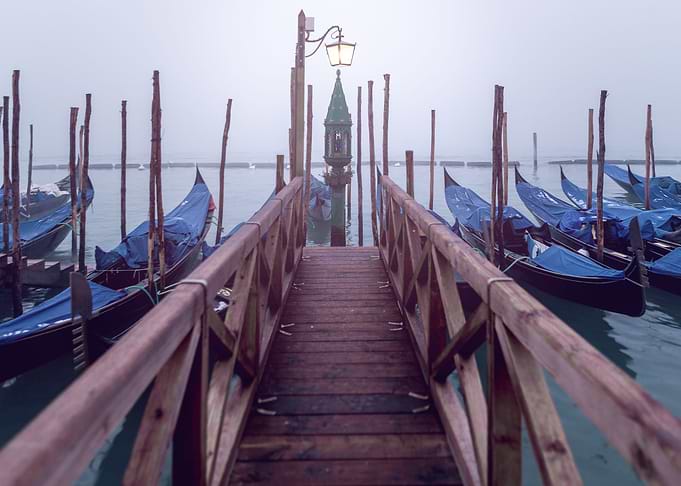Gondolas in Venice Sunrise