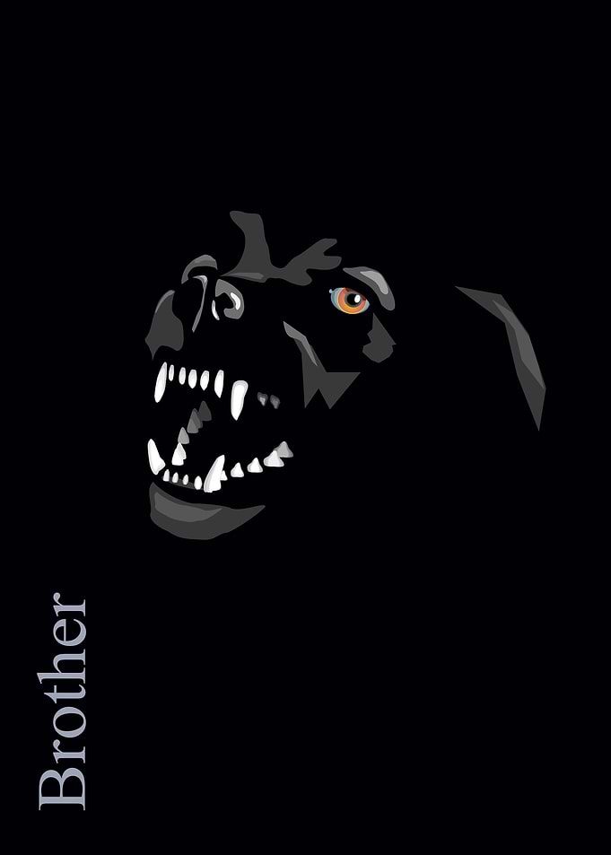 stylized angry dog