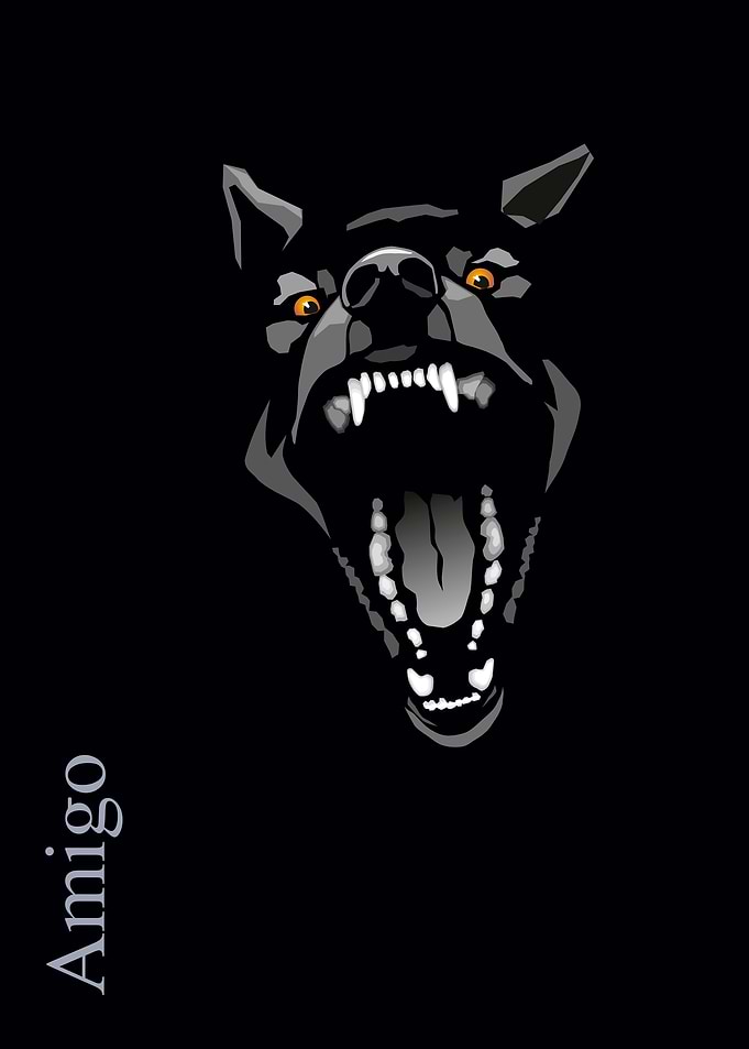 stylized angry dog
