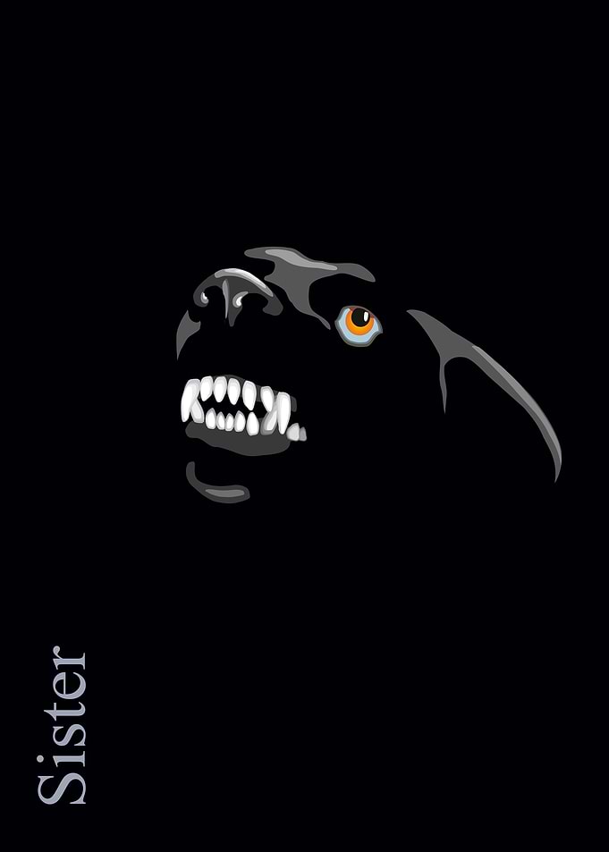 stylized angry dog