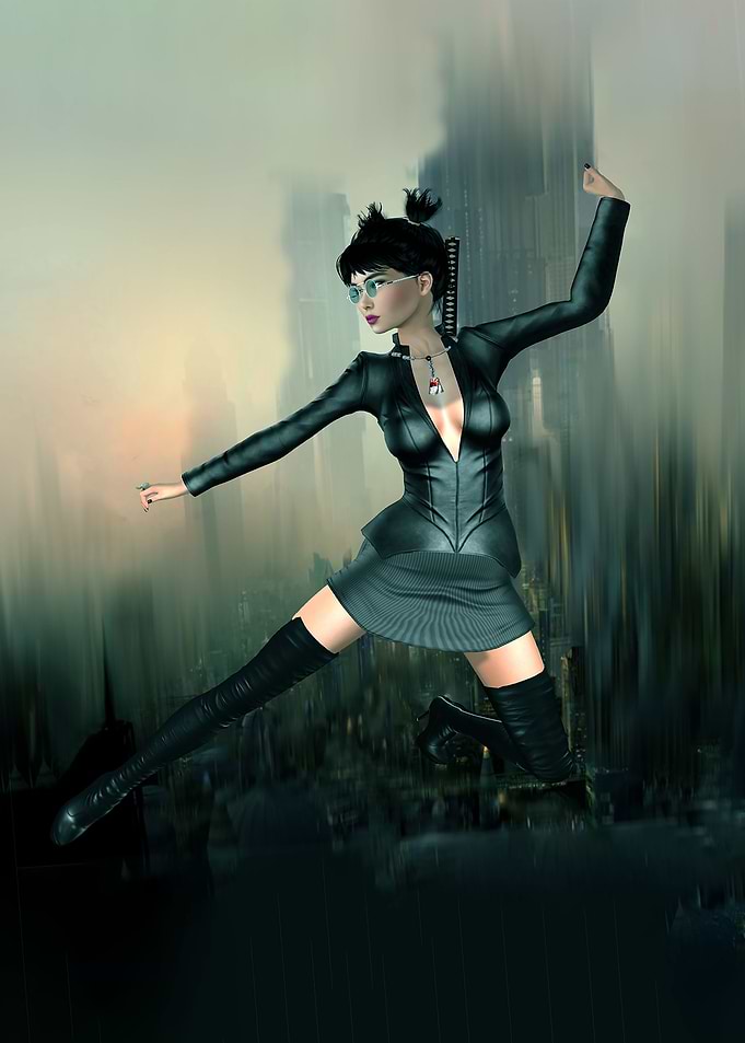 Ninja girl in the city