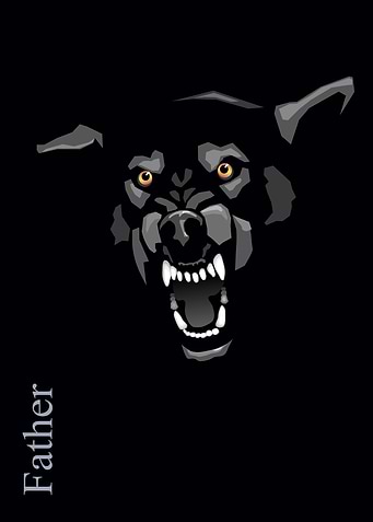 stylized angry dog