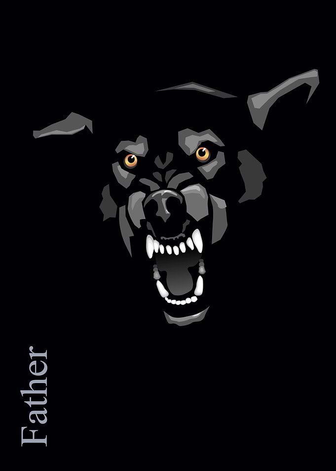 stylized angry dog
