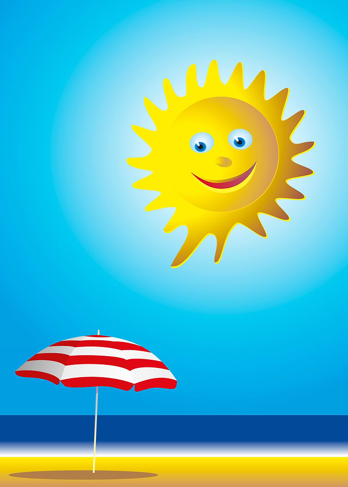 Sun sea and umbrella