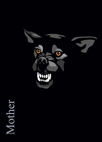 stylized angry dog