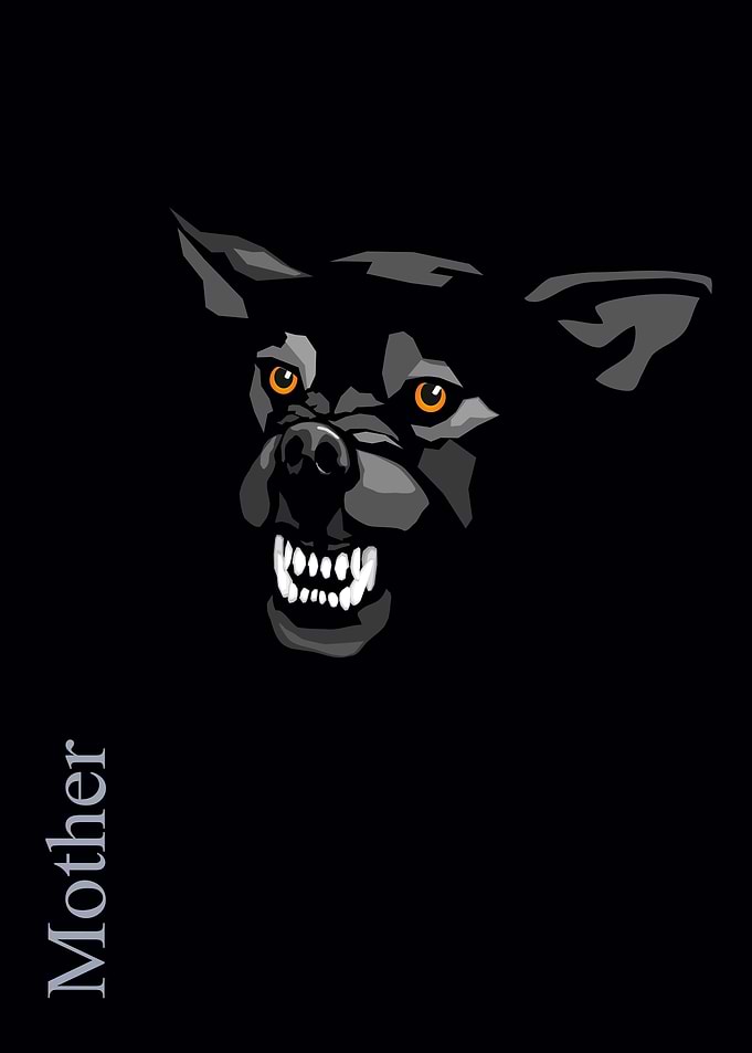 stylized angry dog