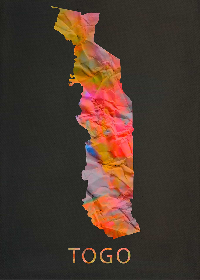 Togo Tie Dye Map Country
