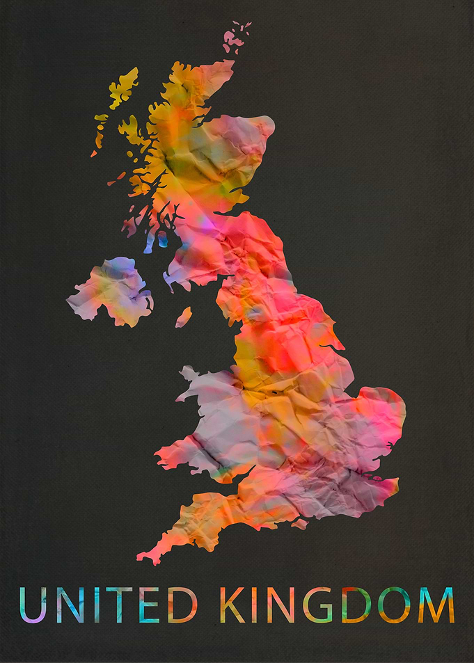 United Kingdom Tie Dye Map