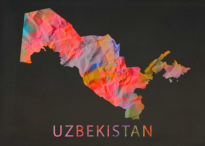 Uzbekistan Tie Dye Map