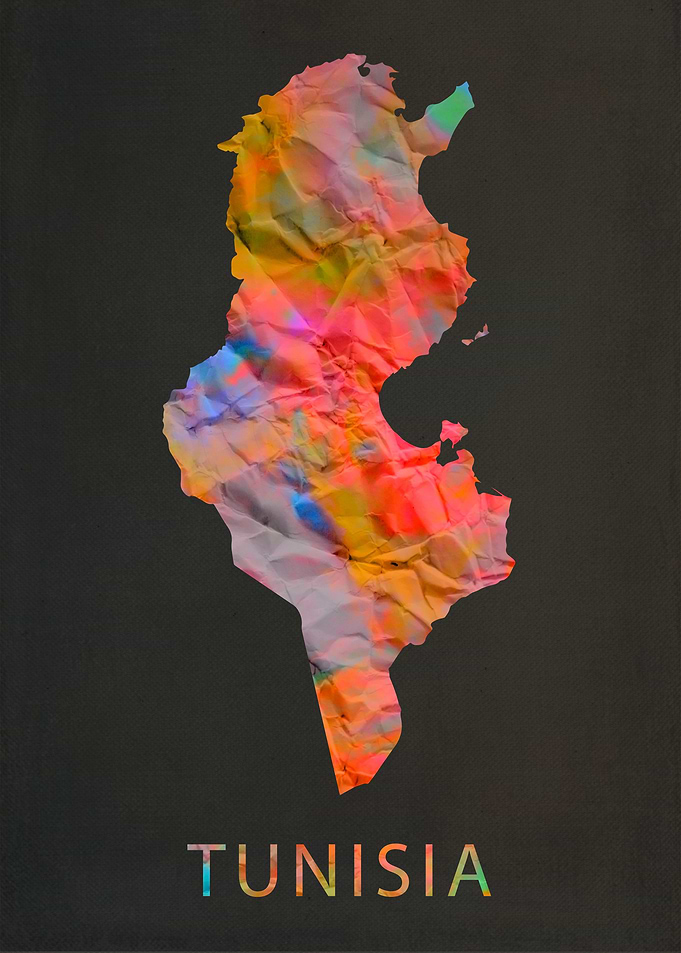 Tunisia Tie Dye Map