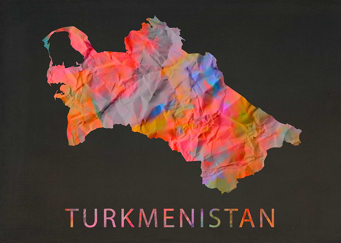 Turkmenistan Tie Dye Map
