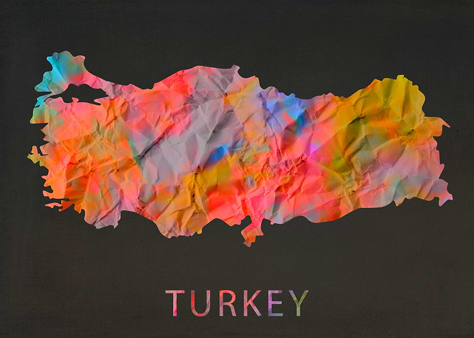 Turkey Tie Dye Map Country