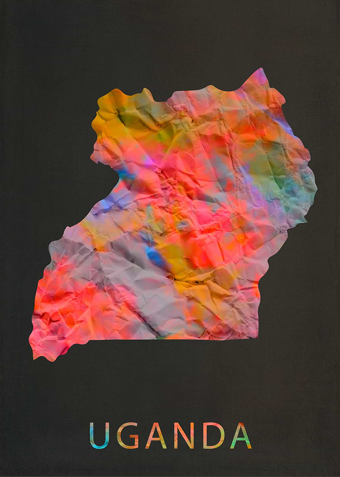 Uganda Tie Dye Map Country