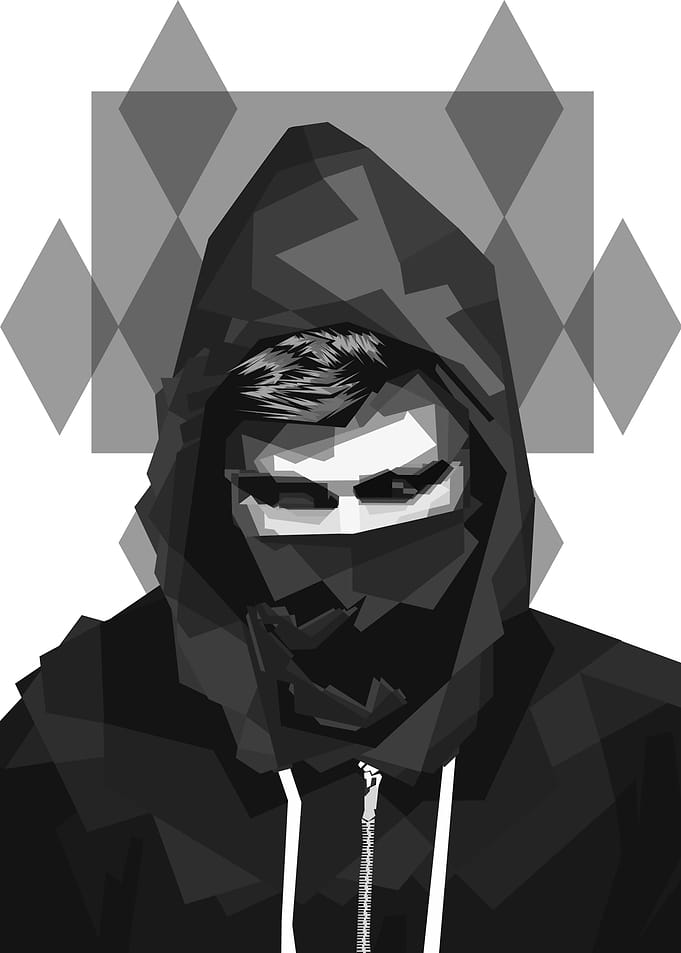 Alan Walker WPAP Grayscale
