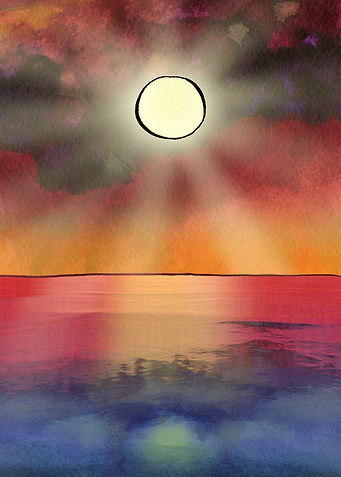 Watercolor Sea Sunset