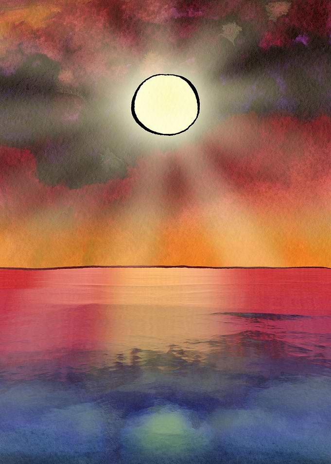 Watercolor Sea Sunset