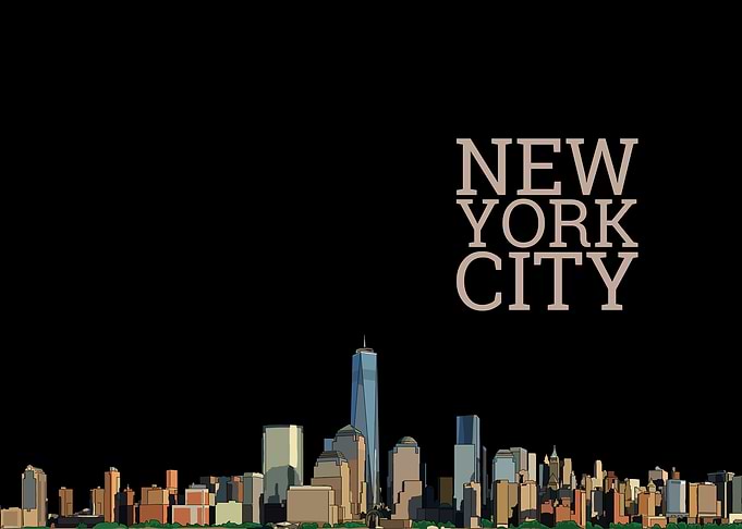 New York skyline on black
