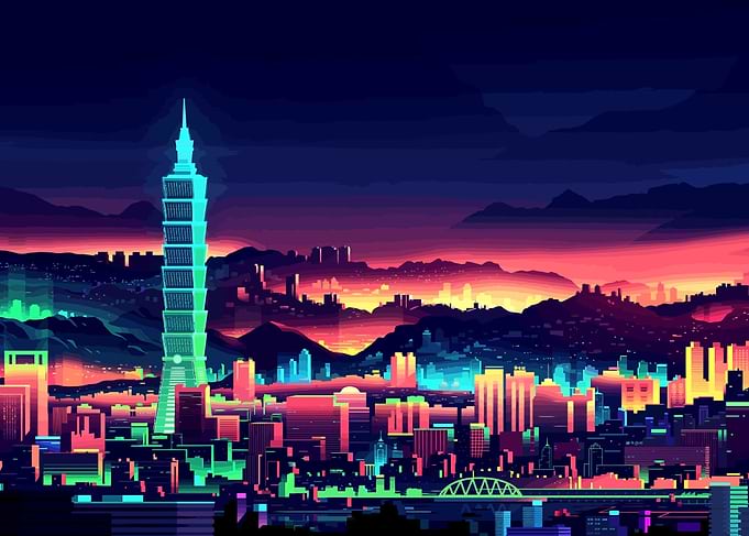 Vibrant asian urban colors