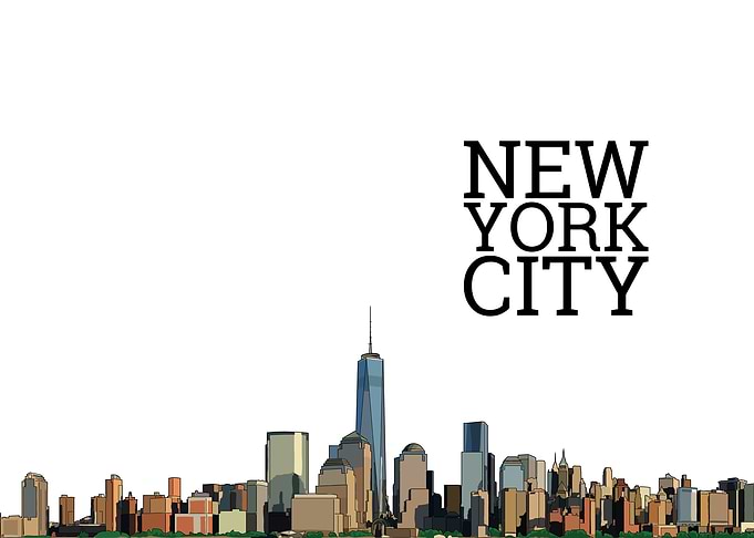 New York skyline on white