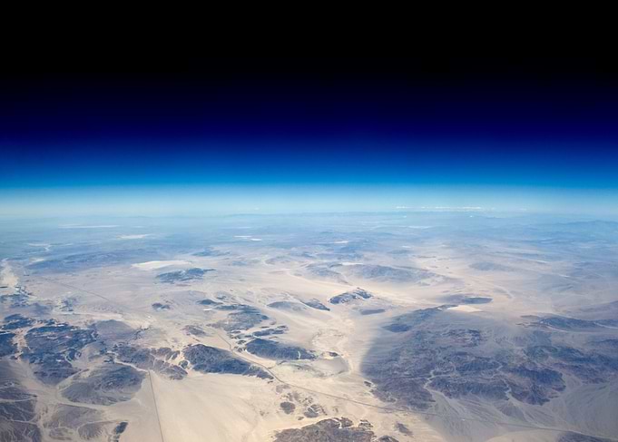 Desert and the black sky