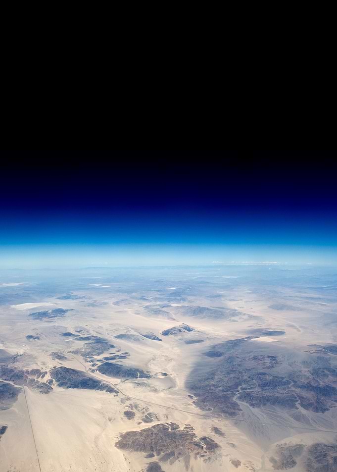 Desert and the black sky
