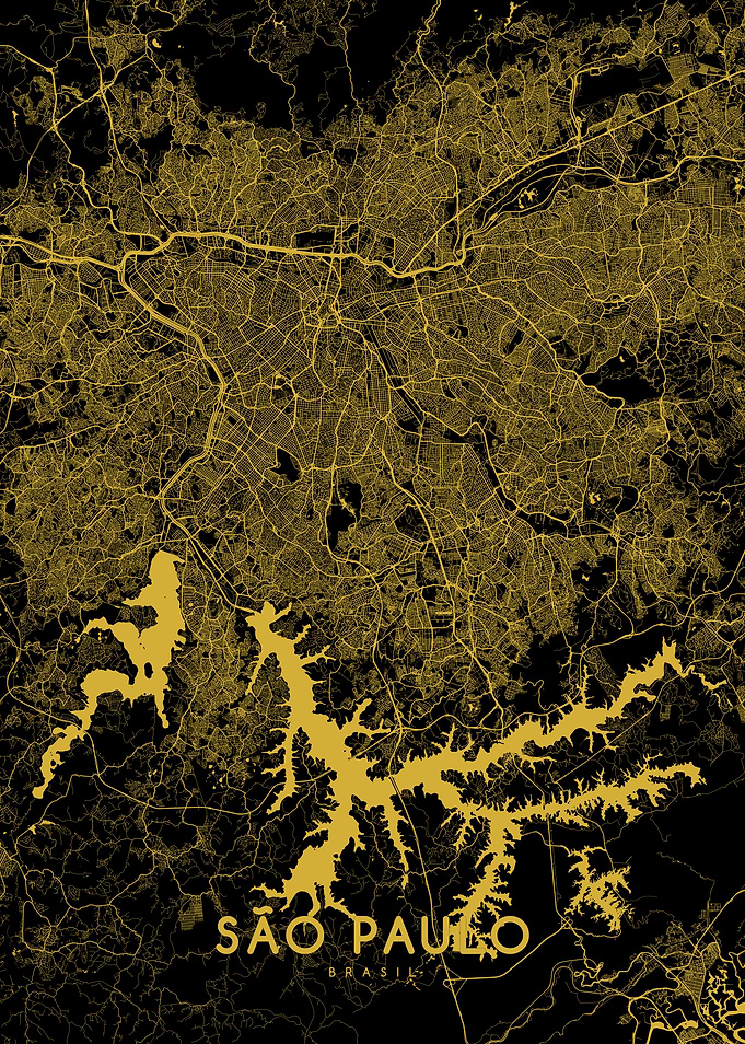 Sao Paulo map gold