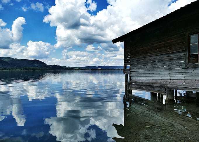 Lake Kochelsee with hut