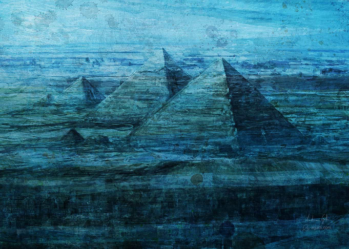 Giza pyramids sea