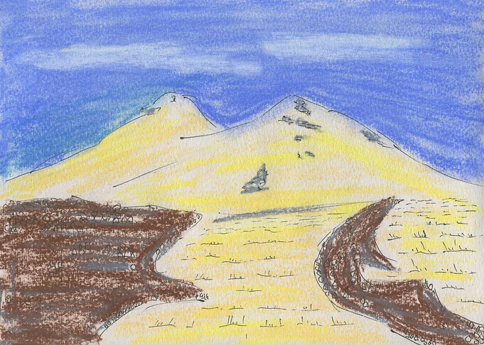 Mountain Elbrus Pastel