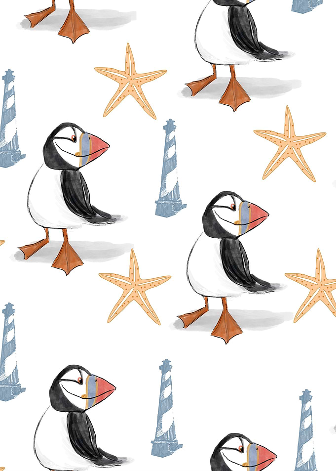 Puffins pattern design
