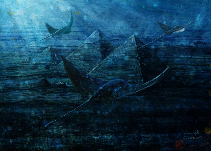 Giza pyramids underwater