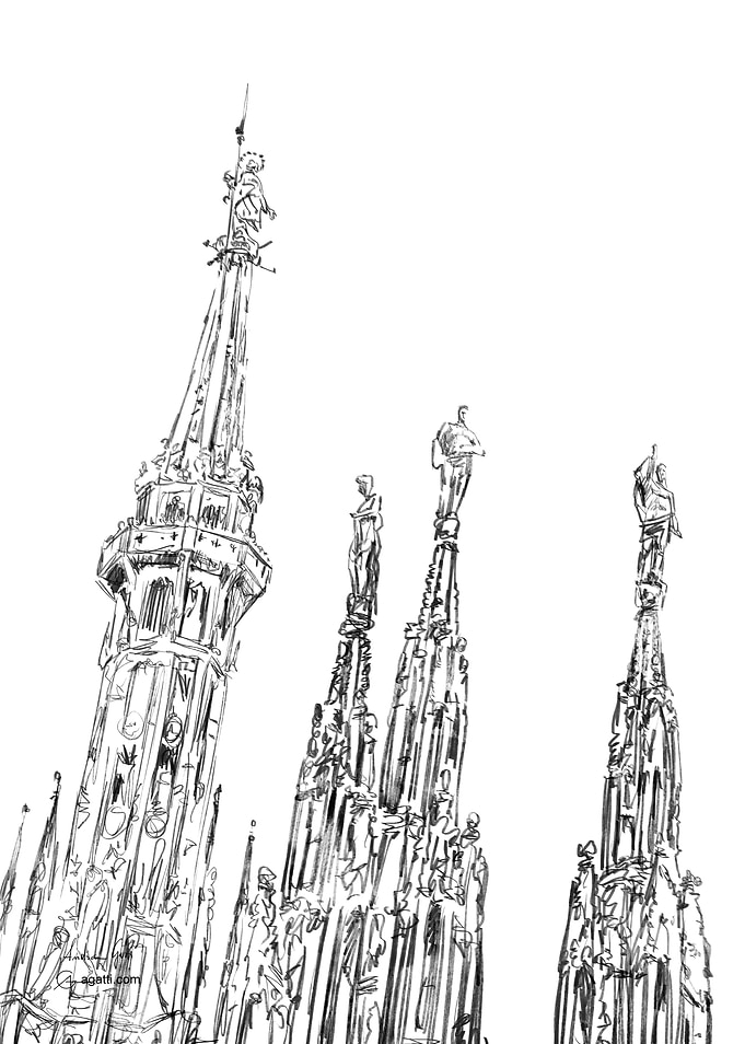 Milan Cathedral spires dra