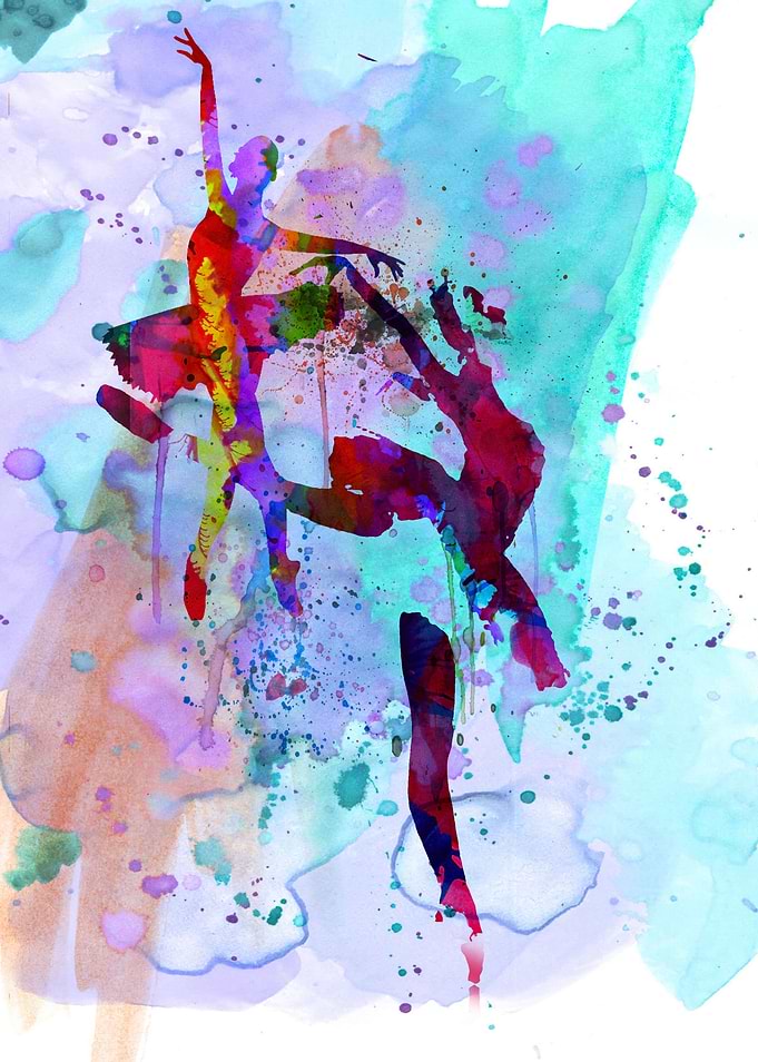 Two Ballerinas Watercolor