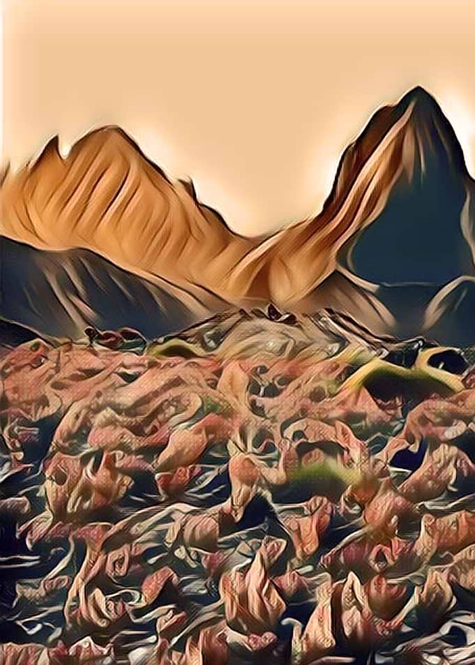 Nature mountains painting