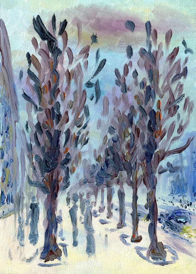 Rainy Street With Trees