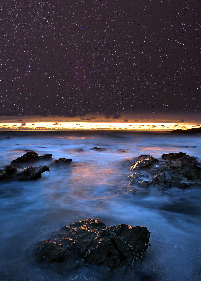 Night sky above the rocks