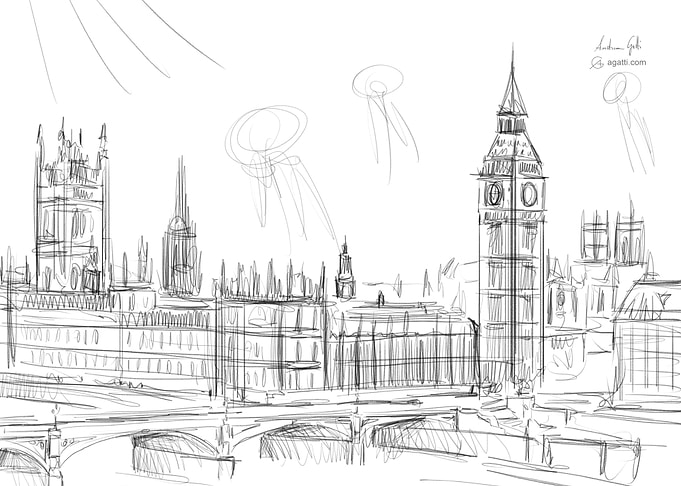 London landscape drawing