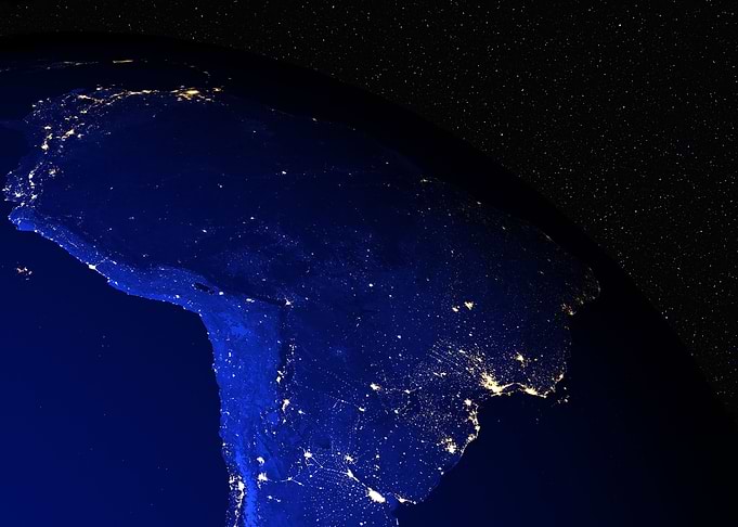 South America at night
