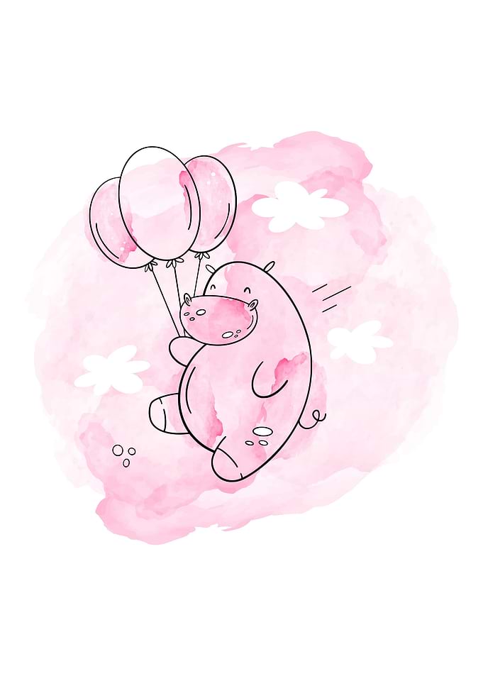 Watercolor Hippo