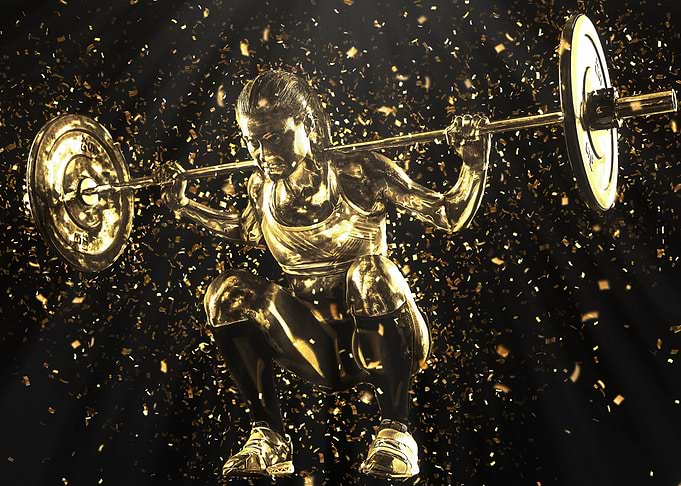 Gold Weight Lifting Girl