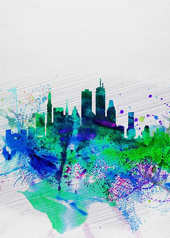 Boston Watercolor Skyline