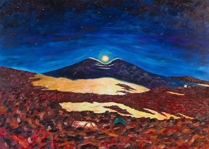 Mountain Elbrus At Night