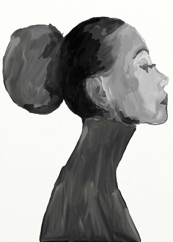 lady in thought painting