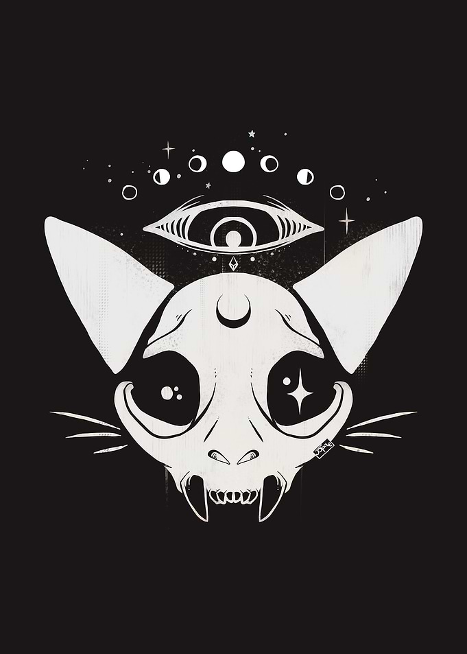 Goth Cat Skull With Eye