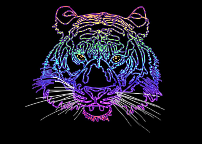 Colorful Glowing Tiger