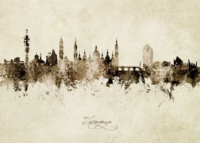Zaragoza Spain Skyline